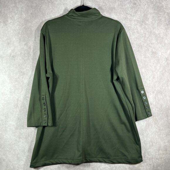 North Style Sweater Womens Size XL Green Knit Mock Neck Pullover 3/4 Sleeves - Picture 5 of 8